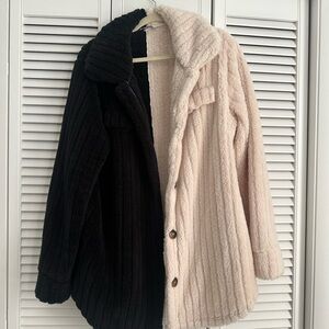 Two-Tone Black and Cream Women's Shacket